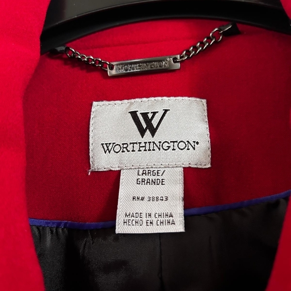 Worthington Red Pea Coat with Black Buttons - Picture 6 of 11